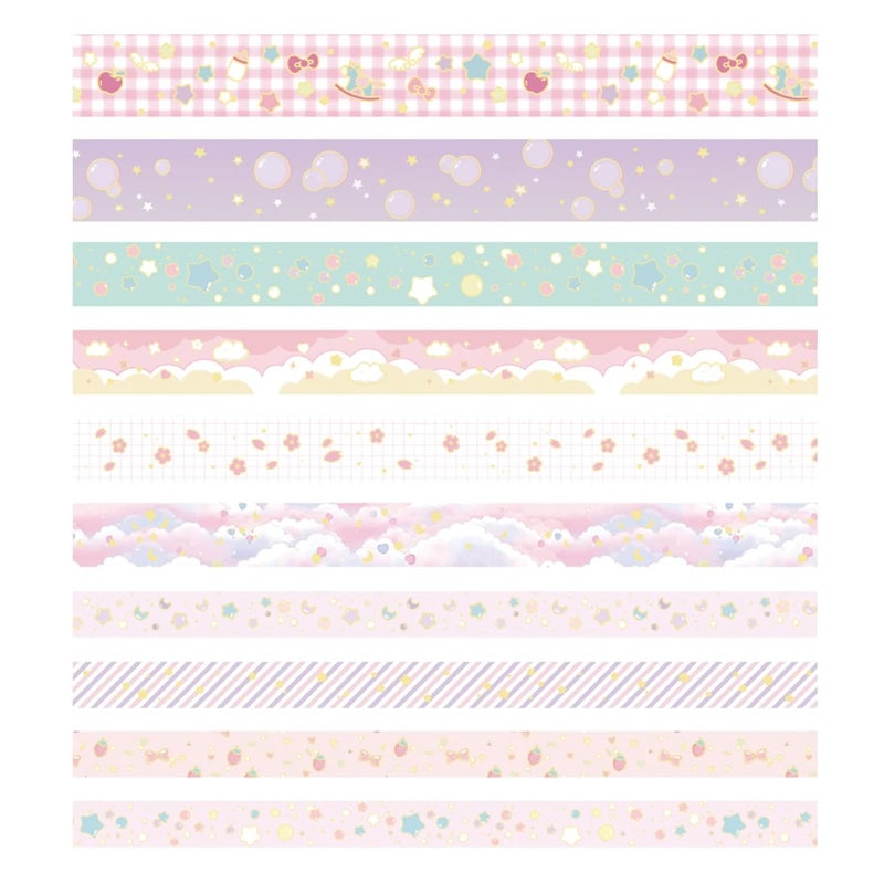 YUBX Creative Washi Tape Set 10 Rolls Gold Foil Print Decorative Masking Tapes for Arts, DIY Crafts, Journals, Planners, Scrapbook, Wrapping (Cute Sweety) - Image 4